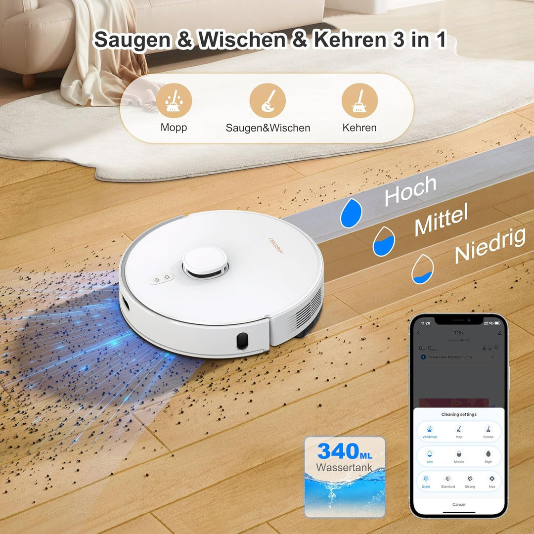 AIRROBO GT21 Saugroboter mit Wischfunktion, 3.5L Staubsauger Roboter mit Absaugstation, 180Min Laufz