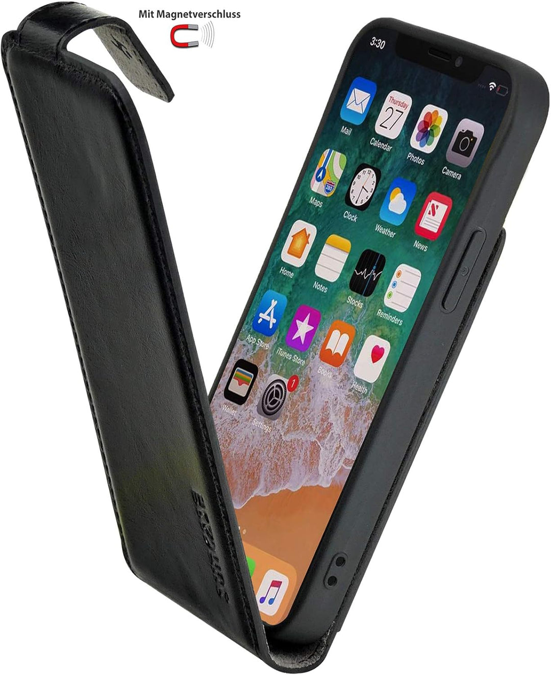Suncase Original Flip-Style (Ultra-Slim) kompatibel mit iPhone 12 Mini (5.4") Hülle Ledertasche Tasc