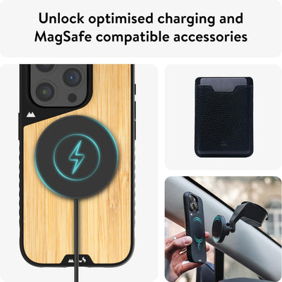 Mous Hülle für iPhone 15 Pro Max MagSafe Kompatibel Case - Limitless 5.0 - Bambus - Handyhülle iPhon