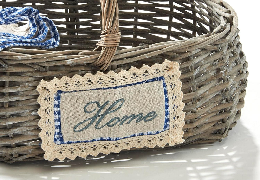 Kobolo rechteckiger Deko-Korb Einkaufskorb mit Innenfutter und Henkel im Home-Design Home Eckig, Hom