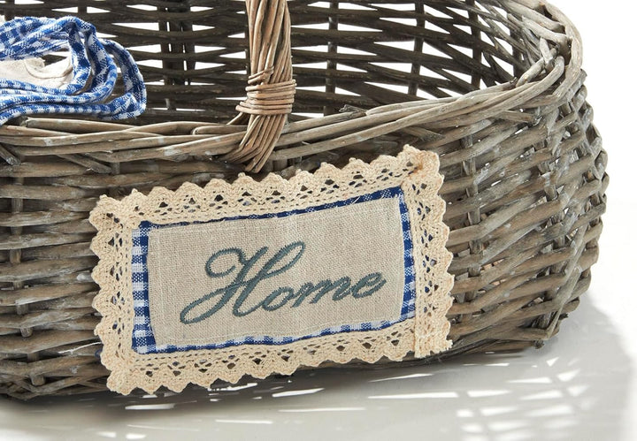 Kobolo rechteckiger Deko-Korb Einkaufskorb mit Innenfutter und Henkel im Home-Design Home Eckig, Hom