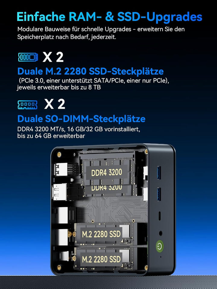 GMKtec AMD Ryzen 7 Mini PC W-11 Pro 7730U(Upgraded 7430U/ 5825U) (8 C/16 T4,50 GHz), M5 Ultra Dual L