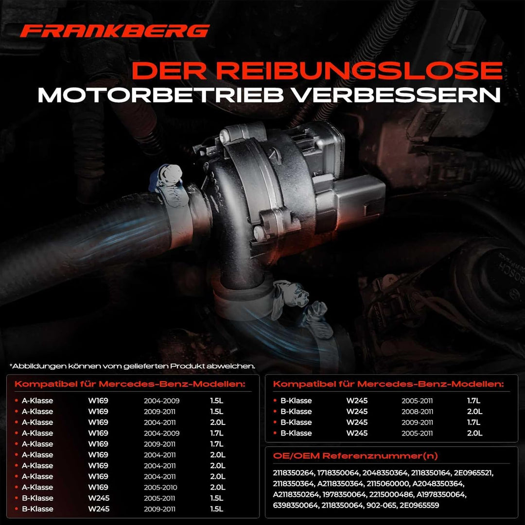 Frankberg Zusatzwasserpumpe Standheizung Kompatibel mit A-Klasse W169 1.5L-2.0L 2004-2012 B-Klasse W
