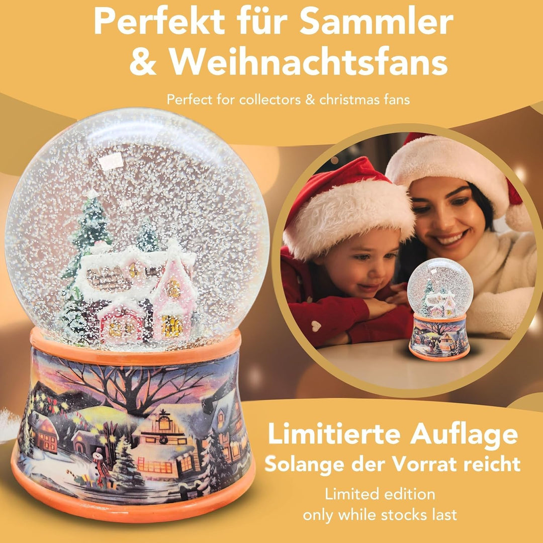 Weihnachts-Schneekugel mit Musik | Schneekugel Zuckerbäckerhaus Gingerbread | Sockel Winterlandschaf
