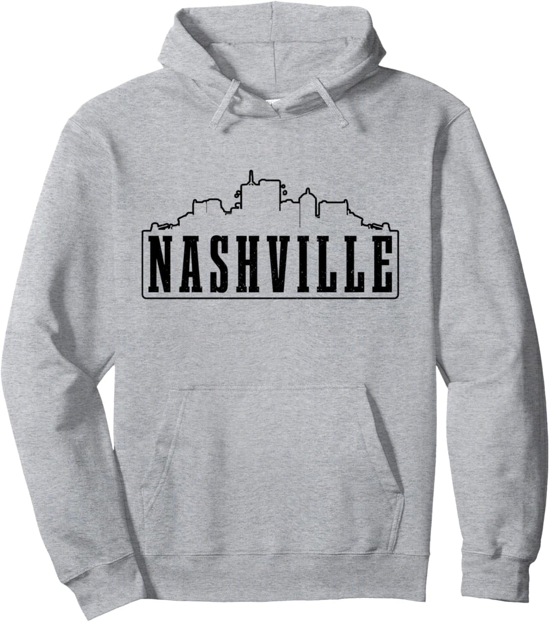 Nashville Tennessee Country Music City Vintage Skyline Nash Pullover Hoodie