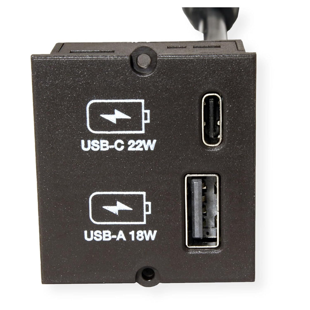 Bachmann Keystone Modul USB Doppelcharger 1xUSB-A, 1xUSB-C max. 22W, 917227, schwarz