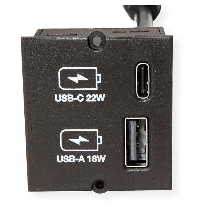 Bachmann Keystone Modul USB Doppelcharger 1xUSB-A, 1xUSB-C max. 22W, 917227, schwarz
