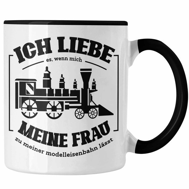 Trendation - Lustige Modelleisenbahn Tasse Geschenk für Eisenbahner (Schwarz), Schwarz