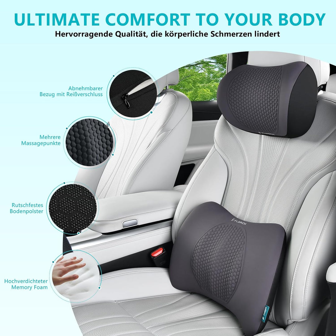 FLORICH Auto Sitzkissen und Lendenkissen Memory Foam Schreibtischstuhl Kissen Ergonomisches Sitzkiss