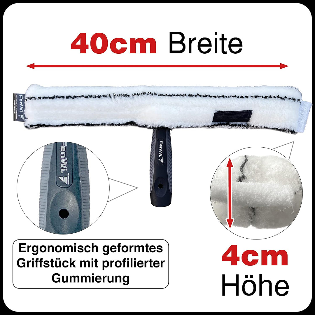 FenWi Profi Fensterwischer 40cm Mikrofaser Einwascher mit Griff