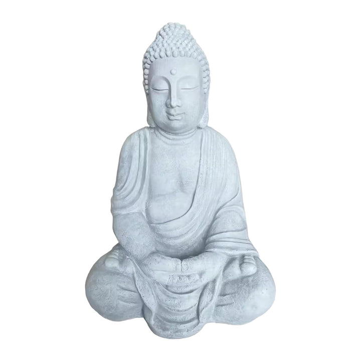Relaxdays Buddha Figur sitzend, XL 70 cm, Gartenfigur, Vintage Dekofigur Wohnzimmer, wetterfest, fro