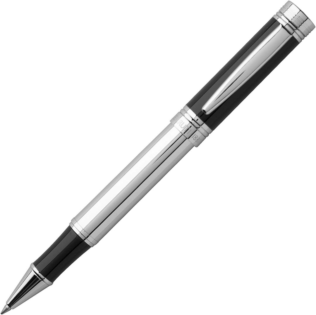 Cerruti 1881 Zoom Tintenroller aus Messing in der Farbe Silber-Schwarz, Länge: 14,3cm, NS5555N