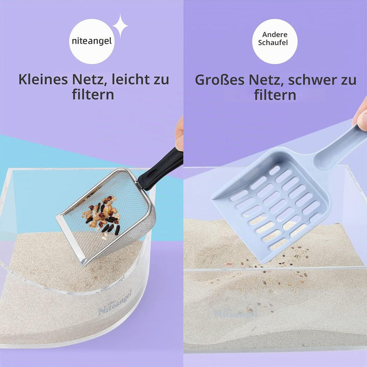 Niteangel Hamster Badesandschaufel - Edelstahl-Sandsubstrat-Schaufel mit feinem Maschengittersieb, p