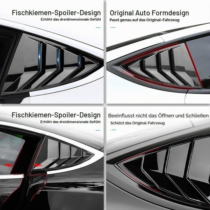 KUNGKIC Rear Side Window Louvers,Air Vent Scoop Louvers for Tesla Model 3 2017-2024,Window Scoop Lou