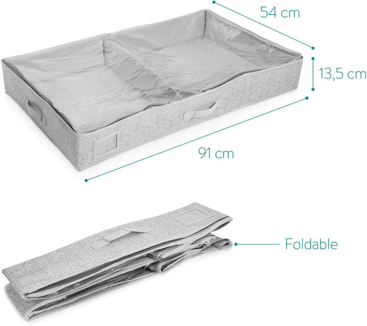 Navaris 2X Unterbettkommode Stoff 91x50x14cm - Unterbett Aufbewahrung mit Sichtfenster gross flach -