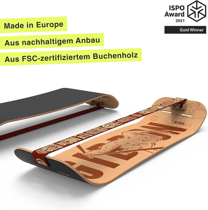 GIBOARD-SET BONZO CLASSIC - Innovatives Balance Board | Freestyle-Workout | hochwertiges Buchenholz