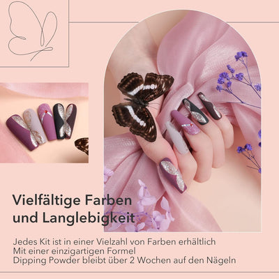 Dipping Powder Nails Set, Aokitec 14Pcs Dip Pulver Nagel Starter Kit 8 Farben Dipping Powder Acryl N