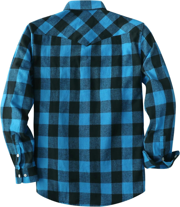 Dubinik® Herren Flanellhemd Flanellhemd Herren Kariert Western Cowboy Vintage Langarm Druckknöpfe Ba