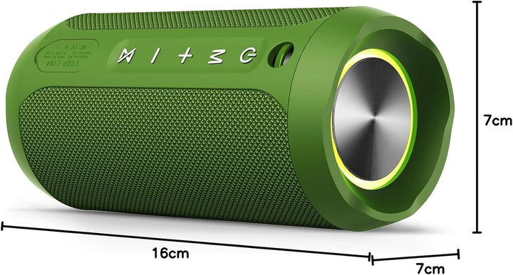 EDUPLINK Bluetooth Lautsprecher IPX7 Wasserdicht, 20W mit Bass - Tragbare LED Musikbox, 20h Akku, TF