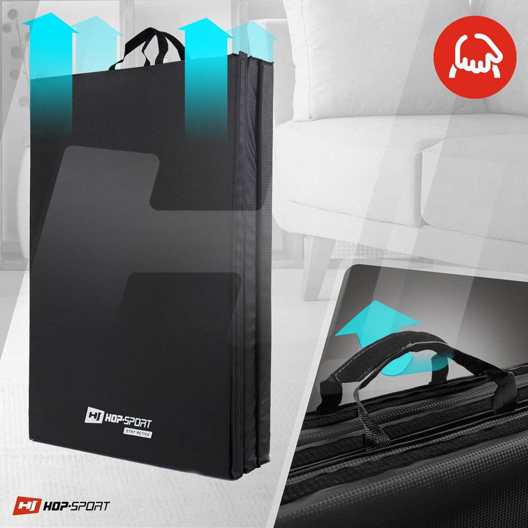 Hop-Sport Turnmatte klappbar - Bodenweichmatte für zuhause 183x90x5cm - Fitnessmatte, Gymnastikmatte