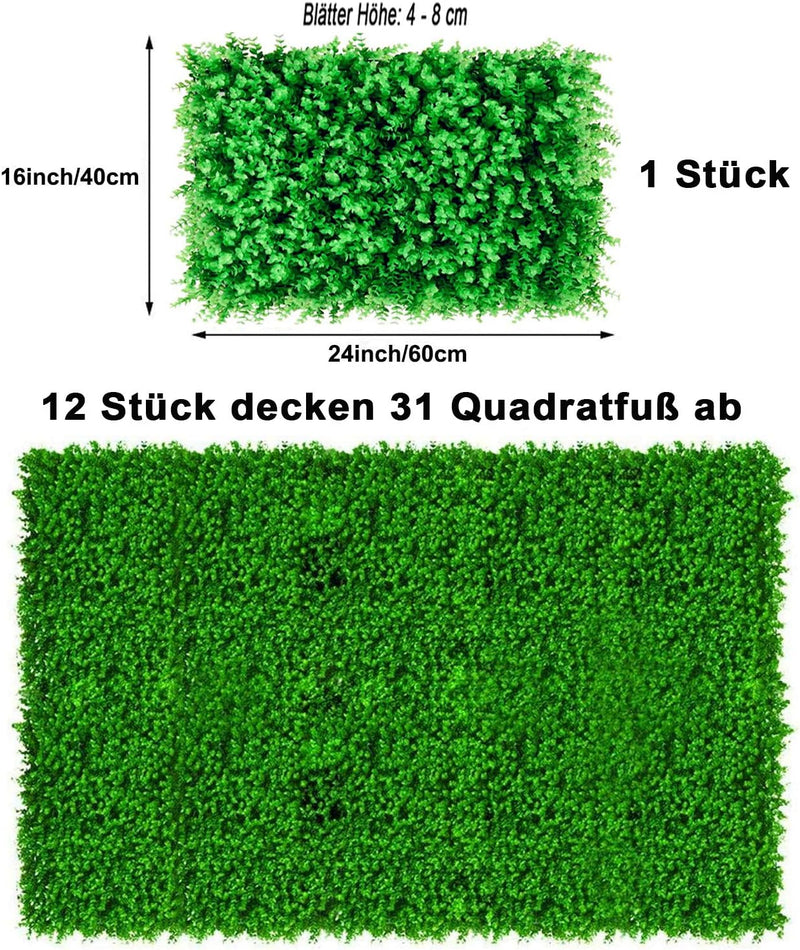 uyoyous Künstliche Hecke Sichtschutz 12 Stück Pflanzenwand Hintergrund Künstliche Ivy Leaf Pflanze U