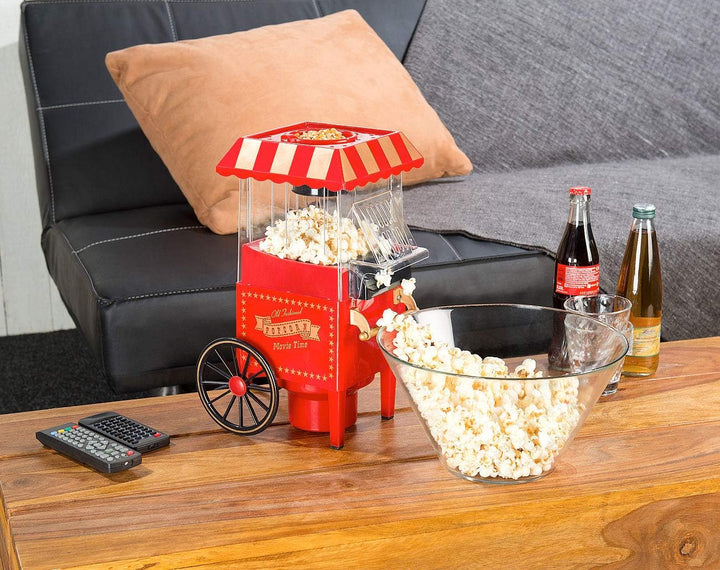 Rosenstein & Söhne Popkornmaker: Retro-Heissluft-Popcorn-Maschine, Miniatur-Rollwagen-Optik, 1.200 W