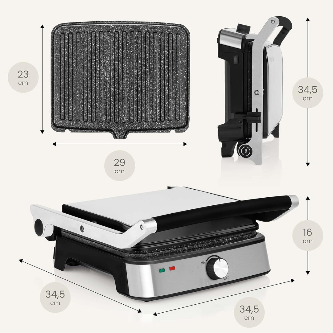 ZEEGMA GRILL CHEF EASY 2-in-1 Elektrogrill und Panini-Toaster, Leistung 2000 W, Antihaft-Keramikplat