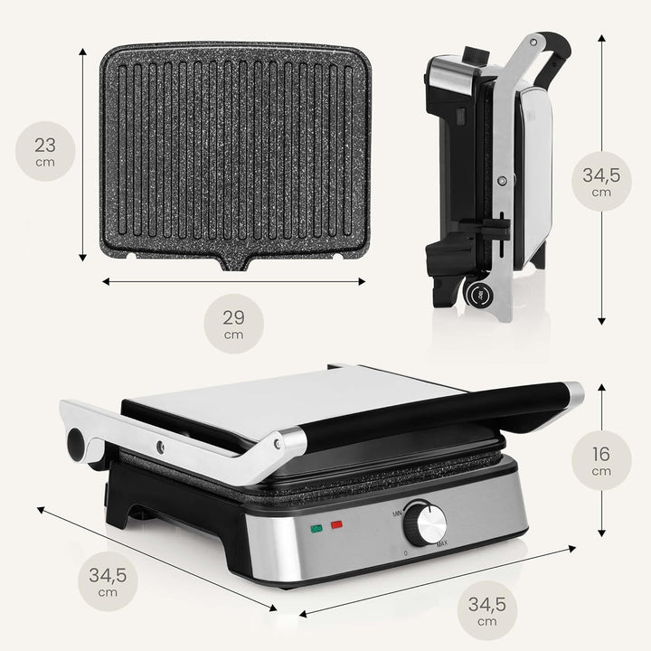 ZEEGMA GRILL CHEF EASY 2-in-1 Elektrogrill und Panini-Toaster, Leistung 2000 W, Antihaft-Keramikplat