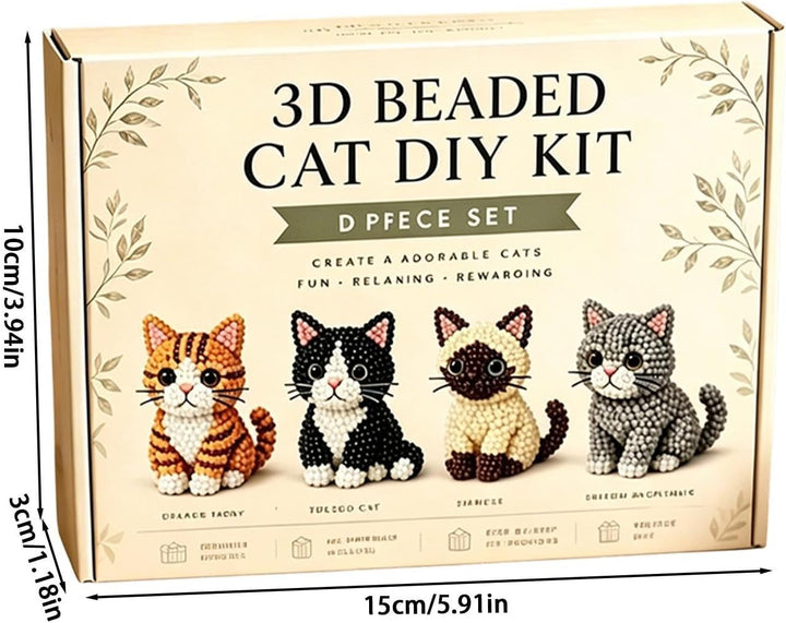 3D-Katzenperlen-Set, DIY-Tier-Perlen-Bündel, lustiges handgefertigtes Bastelprojekt mit einfachem Ba