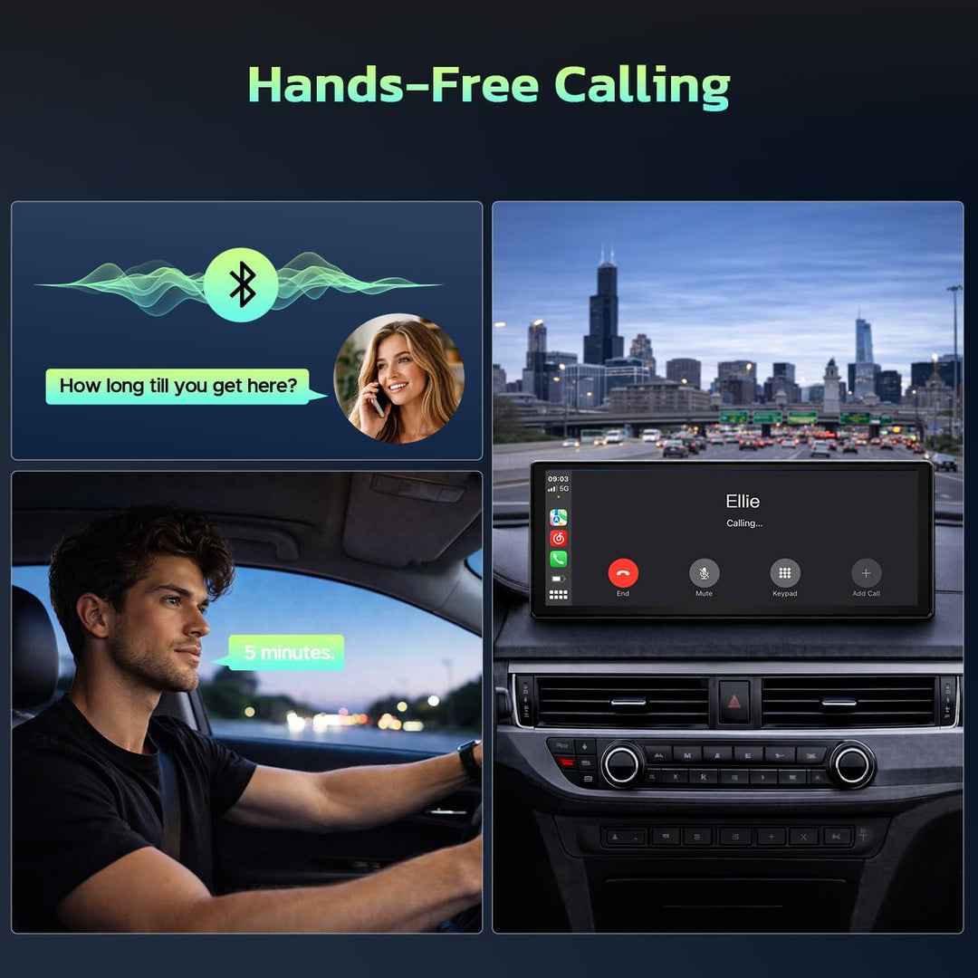 LAMTTO Wireless CarPlay Display 9.26" Kabelloses AppIe CarPlay & Android Auto Tragbares Car Play Tou