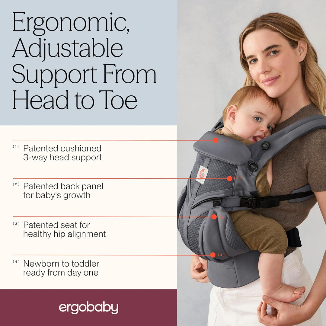Ergobaby Babytrage für Neugeborene ab Geburt, Baby Tragesystem Omni Classic Mesh, Baby-Tragetasche B