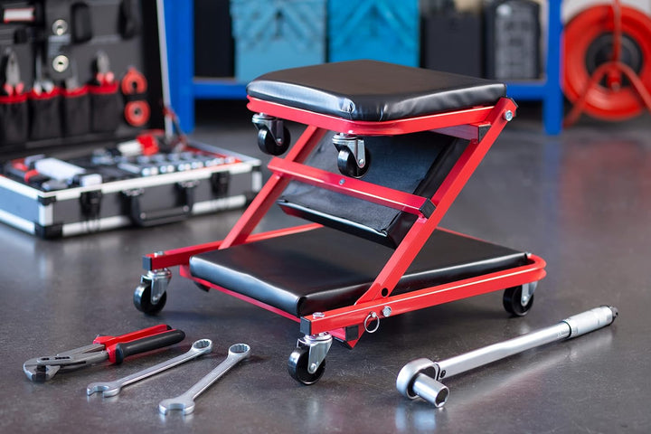 Meister Montage-Rollbrett 2 in 1 - Nutzbar als Werkstattliege &amp; Rollhocker - Belastbar bis 150 kg -