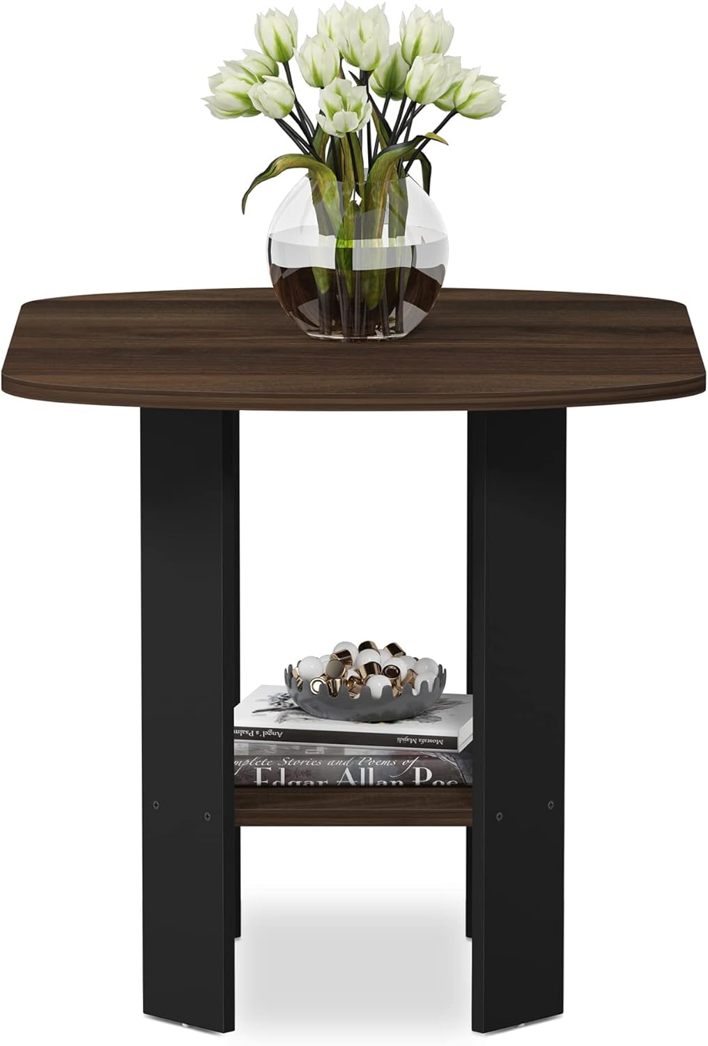 Furinno Simple Design Beistelltisch, Holz, Columbia Walnut/Schwarz, 50.8 x 50.8 x 49.78 cm Einzeln C