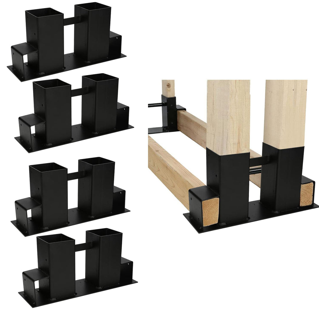 Randaco 4 Stück Holzstapelhilfe, Stabile Brennholz Holzstapelhalter für Kaminholz Brennholz Stapelhi