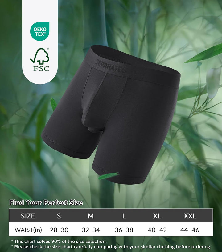 Separatec Herren Boxershorts Mehrfachpack Doppelbeutel Dual Pouch, Bambus Unterhosen Männer, Stretck