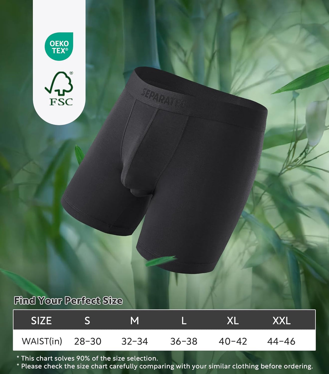 Separatec Herren Boxershorts Mehrfachpack Doppelbeutel Dual Pouch, Bambus Unterhosen Männer, Stretck