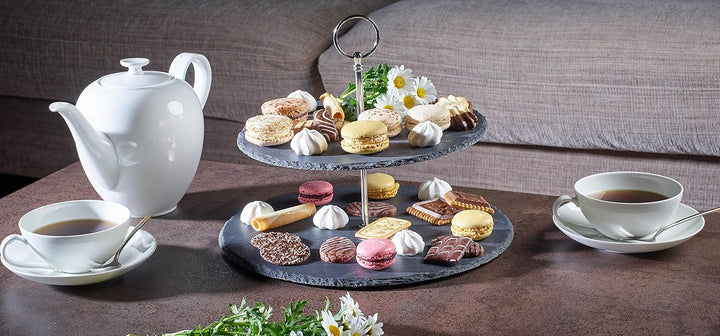 Echtwerk EW-ET-1778 Etagere-/ Servier-Ablage für Gebäck, Obst, Käse und Dessert aus Naturschiefer mi