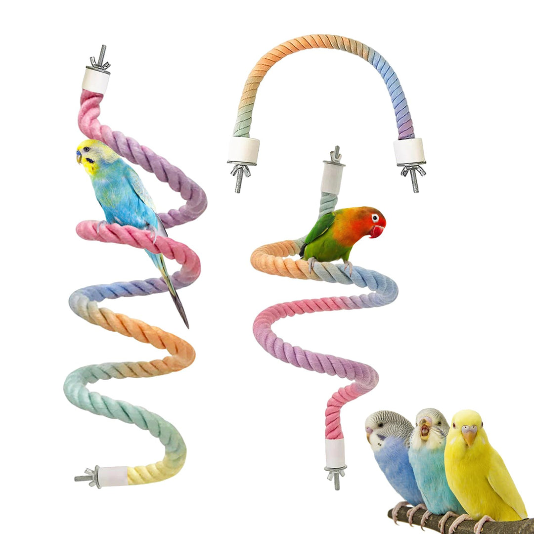 Vogelkäfig-Kletterseil-Spielzeug, Farbverlauf, buntes Vogelseil-Ständer, biegbares Kletterseil, Voge