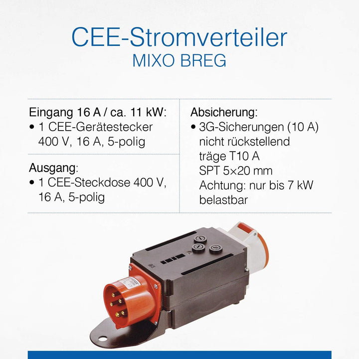 as - Schwabe MIXO Adapter / Stromverteiler BREG – CEE-Stecker auf CEE-Steckdose mit Absicherung – Ro