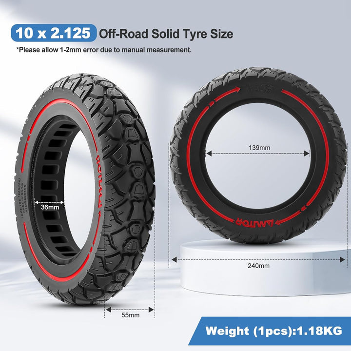 10x2.125 Reifen Vollgummi Offroad, E Scooter Vollgummireifen 10x2.125 mit Abriebfeste & Pannensicher