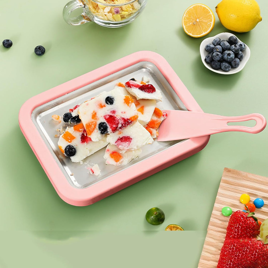 Roll-Eismaschine - -Rollen-Tablett mit 2 Spateln für hausgemachtes , Familientreffen, Partys, Verans
