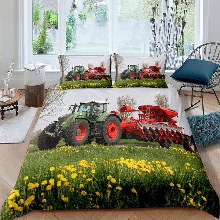 XPINGO Kinder Bettwäsche Traktor 135x200 cm 2teilig Jungen 100% Mikrofaser Sommer Weiche Winter Warm