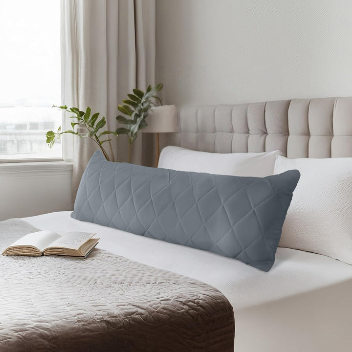 Utopia Bedding Seitenschläferkissen 40x145 cm Body Pillow Langes Kissen | Grau Bezug aus gesteppter