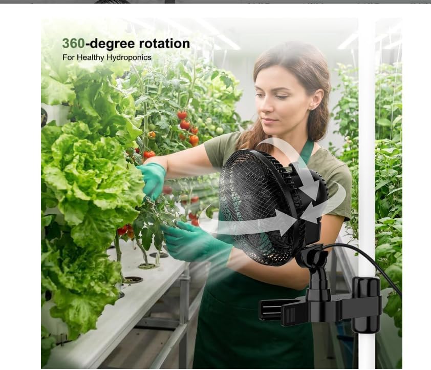 Grow Ventilator mit Clip EC-Motor, Grow Clip-Ventilator Klemmbar für Growzelt, 2 Geschwindigkeitsstu