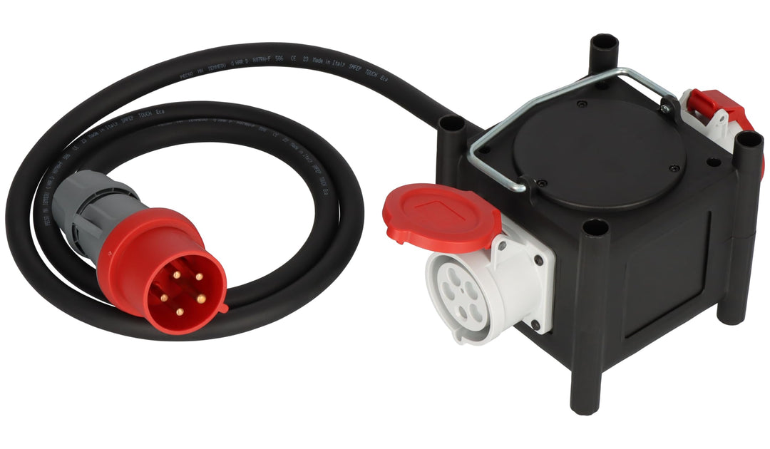 Brennenstuhl Kompakter Gummi-Stromverteiler/Gummiverteiler (2m Kabel, 2X CEE 400V/32A, Baustellenein
