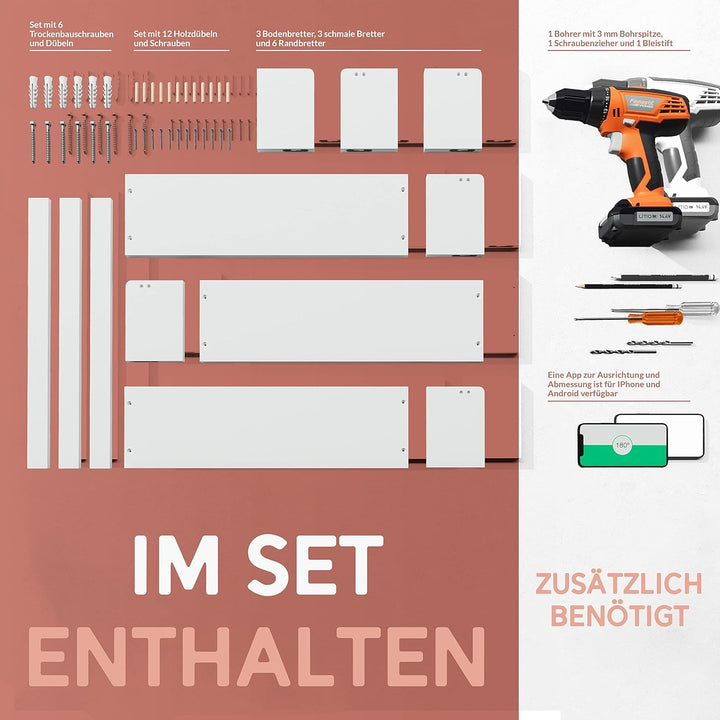 NATURE SUPPLIES Bücherregal Kinder, 3er-Set, Regal Kinderzimmer, Wandregal Kinderzimmer, ideal für B