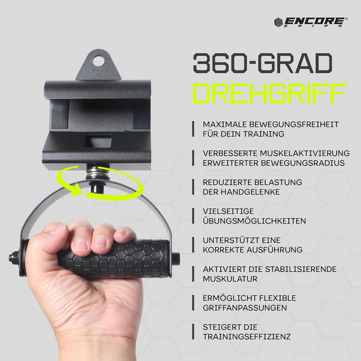 360° drehbare Klimmzuggriffe – Gelenkschonende Pull-Up & Kabelzug Griffe für natürliche Bewegung & b