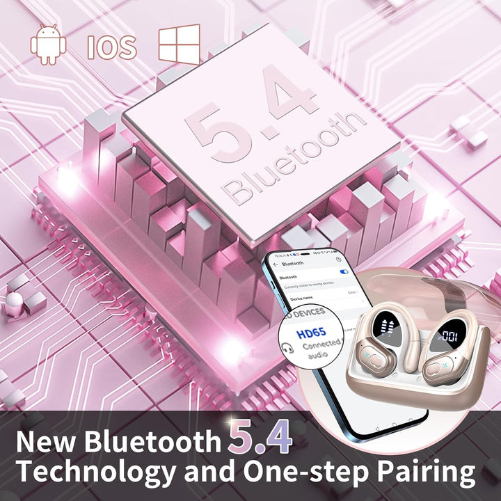 Aptkdoe In Ear Kopfhörer Kabellos Sport, Bluetooth 5.4 Kopfhörer mit ENC Mic, 75 Std Spielzeit, Anpa