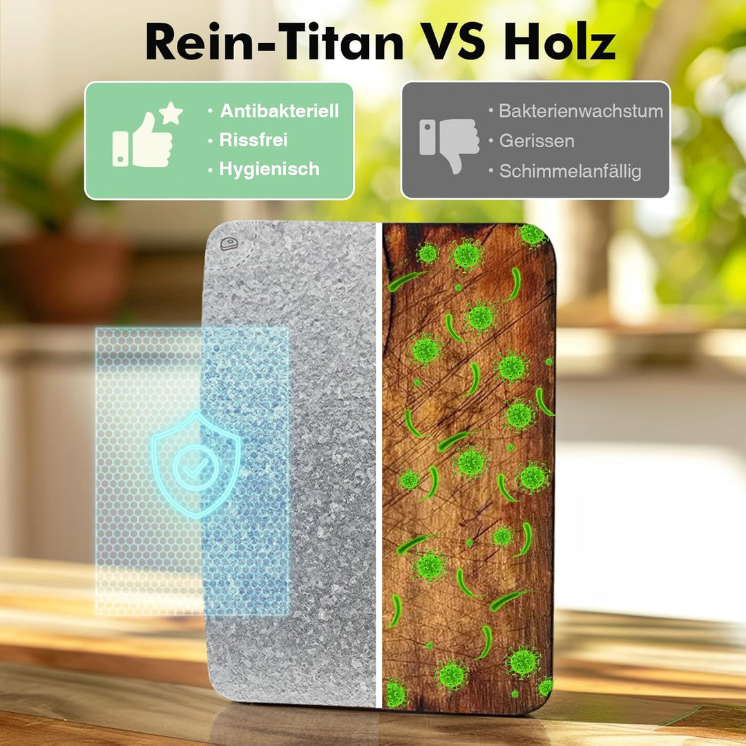 Titan Schneidebrett, Schneidebretter aus 100% Titanium, Antibakterielle Küchenbrett - EPA-Zertifizie