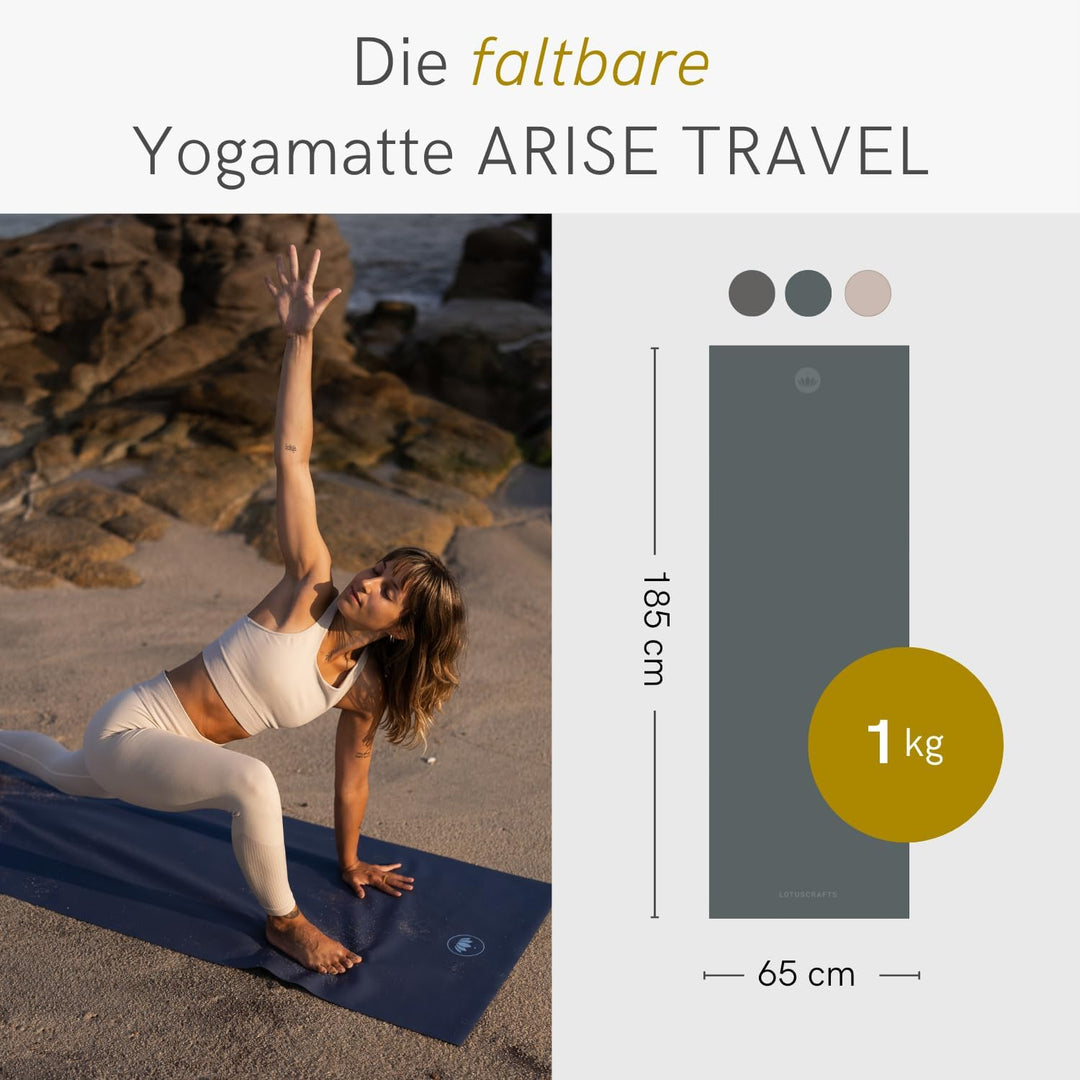 Lotuscrafts® Yogamatte dünn und faltbar, aus Naturkautschuk, Made in Spain, 1kg leiche Reisematte, 1